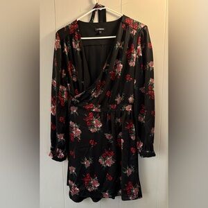Express Plunge V Wrap Tie Floral Print Dress Size S